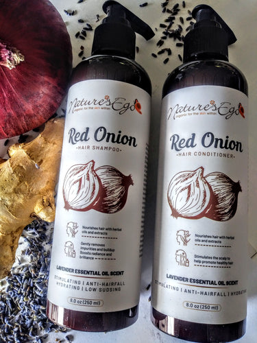 Red Onion Shampoo helps stimulate the scalp for hair growth, length retention due to moisturizing properties. High slip conditioner, hair growth conditioner, herbal conditioner, all natural shampoo, all natural conditioner, hair growth shampoo, stimulating shampoo NaturesEgo