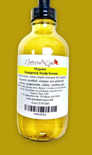 Fenugreek Scalp Serum has natural and organic ingredients only. A light moisturizing scalp serum that stimulates the scalp.  Some ingredients include fenugreek, coconut oil, sulfur, saw palmetto, peppermint leaves, rosemary essential oil & more! Assists with dandruff, psoriasis, hair fall and helps to promote hair growth.