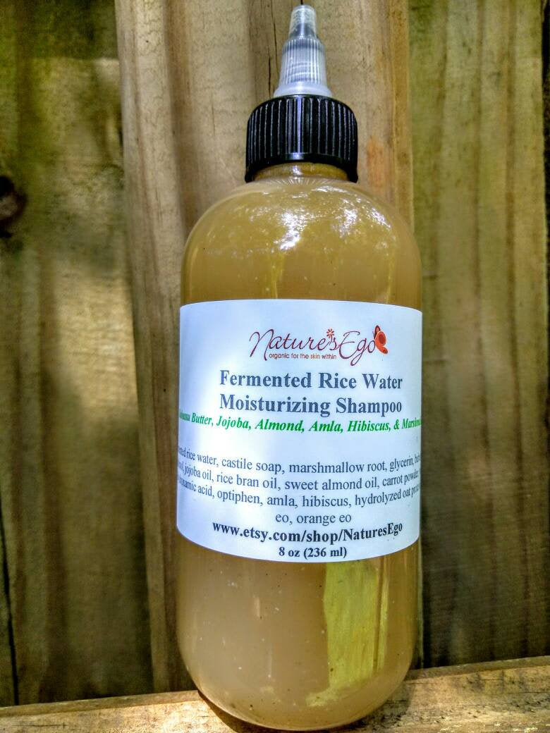 Fermented Rice Water Moisturizing Shampoo (jojoba, almond oil, amla, hibiscus, marshmallow root) - NaturesEgo