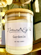Load image into Gallery viewer, Soy wax candle gardenia, sandalwood, juniper,
